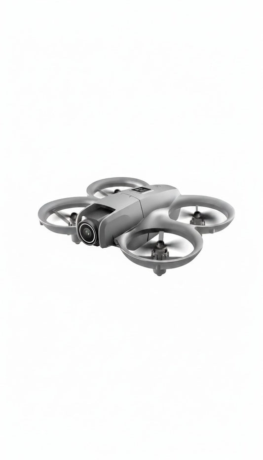 Dron Castor UP compacto de color gris con cámara de alta resolución y protectores de hélices integrados