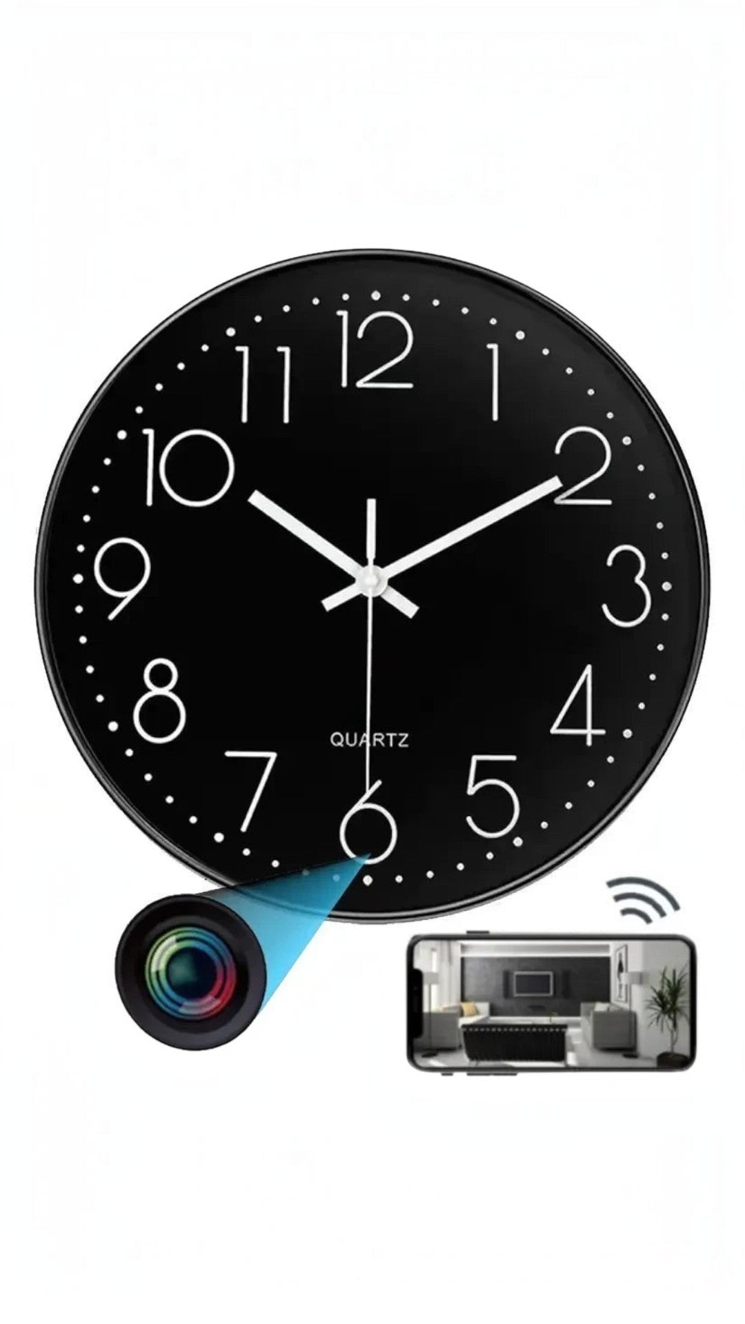 Reloj de pared Castor UP con cámara espía Wifi integrada para vigilancia discreta y transmisión en vivo al móvil