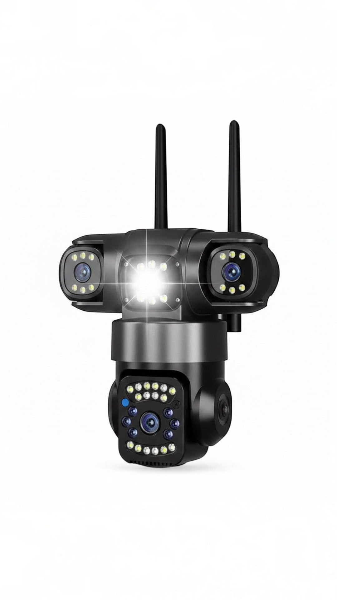 Cámara de seguridad Castor UP 4G con triple lente, visión nocturna LED y diseño resistente para exteriores