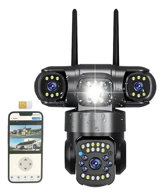 Cámara de seguridad Castor UP 4G con triple lente, visión nocturna LED y control remoto desde smartphone