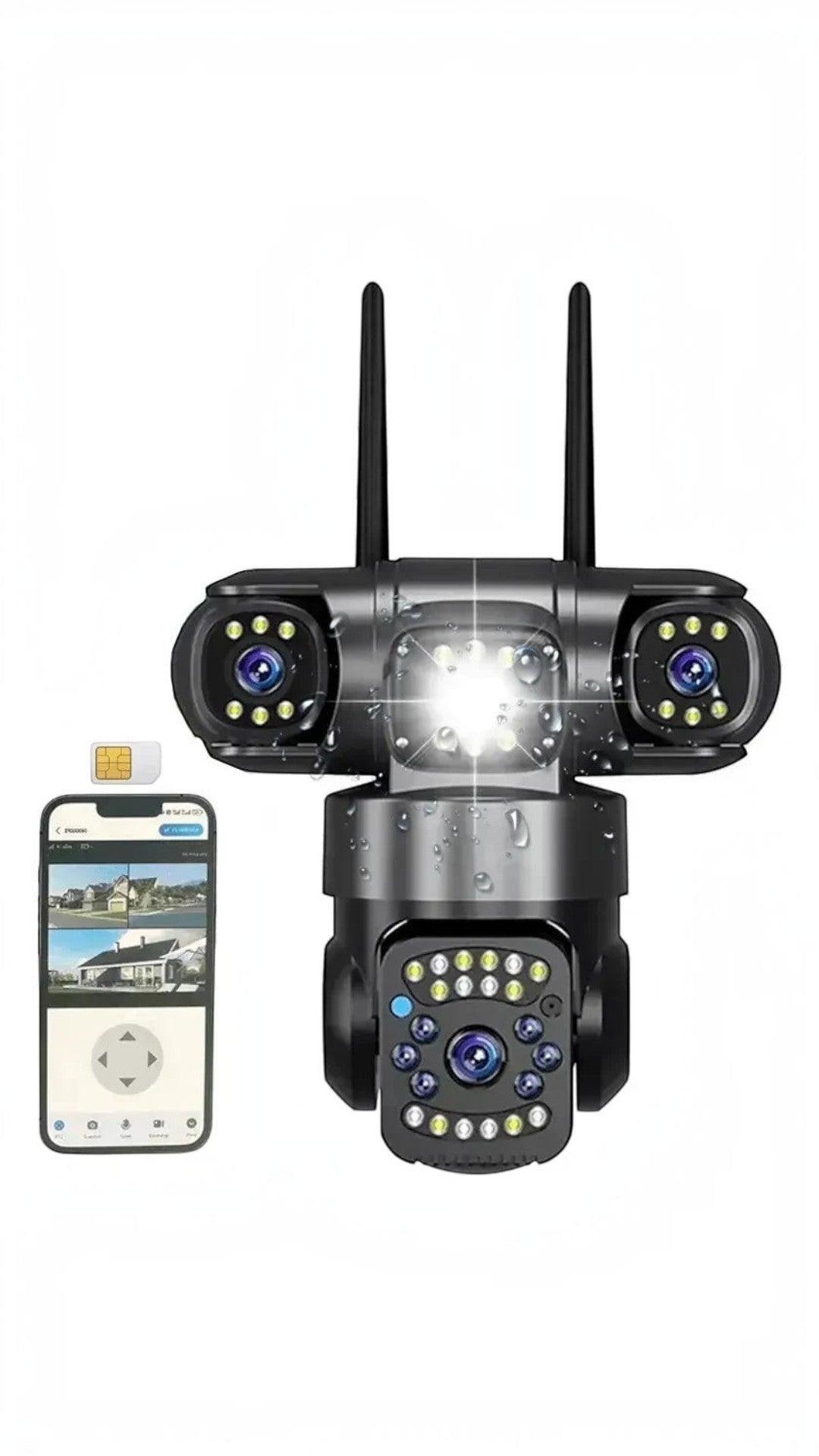 Cámara de seguridad exterior Castor UP con triple lente, conectividad 4G, visión nocturna LED y control por smartphone