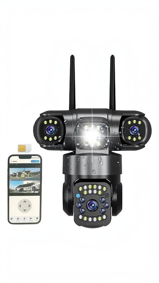 Cámara de seguridad exterior Castor UP con triple lente, conectividad 4G, visión nocturna LED y control por smartphone