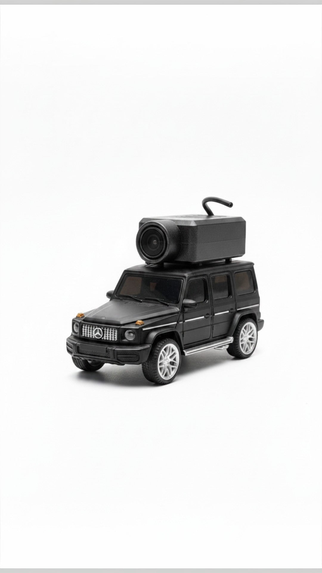 Coche RC Castor UP negro tipo todoterreno con cámara FPV HD montada en el techo para transmisión WiFi en interiores