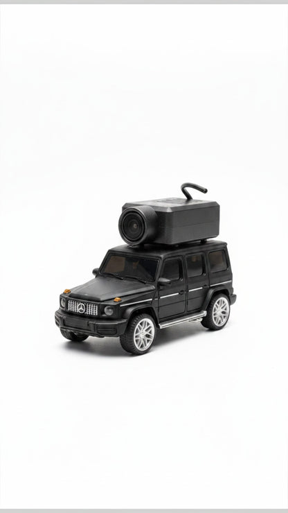 Mini coche RC Castor UP negro estilo todoterreno con cámara FPV montada en el techo para transmisión WiFi en vivo