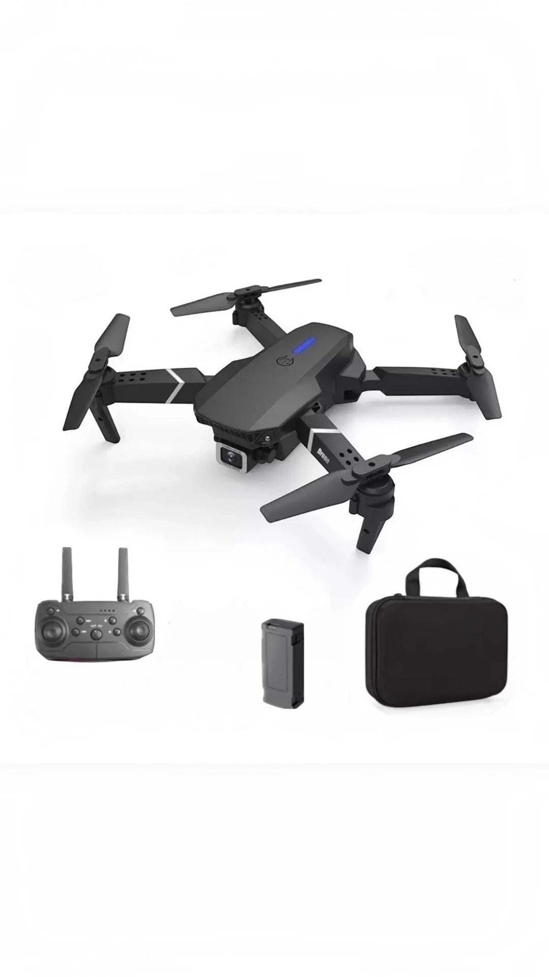 Dron plegable Castor UP E88 negro con cámara HD, mando a distancia, batería y estuche de transporte incluido