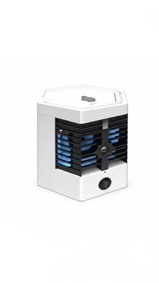 Enfriador de aire personal Castor UP Arctic Air Ultra-Pro blanco con rejillas negras y ventilador interno azul