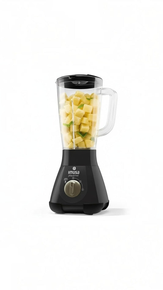 Licuadora Castor UP IMUSA PowerMix negra de 1.5 litros con vaso transparente y selector de dos velocidades