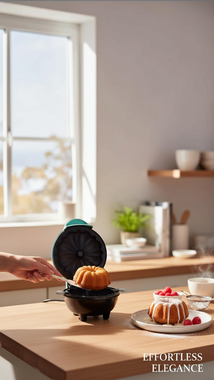 Castor UP mini máquina eléctrica para hacer pasteles tipo Bundt con revestimiento antiadherente en cocina moderna