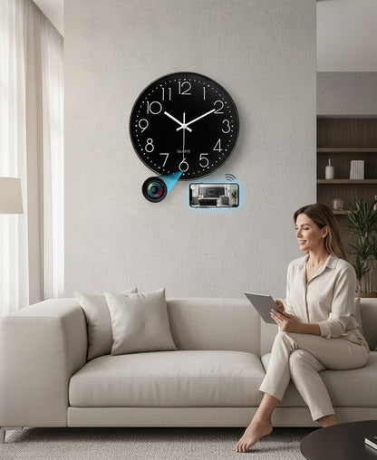 Reloj de pared Castor UP con cámara espía Wifi integrada para vigilancia discreta en el hogar desde un smartphone.